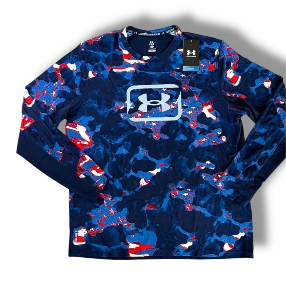 NWT Under Armour Mens Fish Pro Freedom AOP Long Sleeve T-Shirt Midnight Size L - Picture 3 of 16